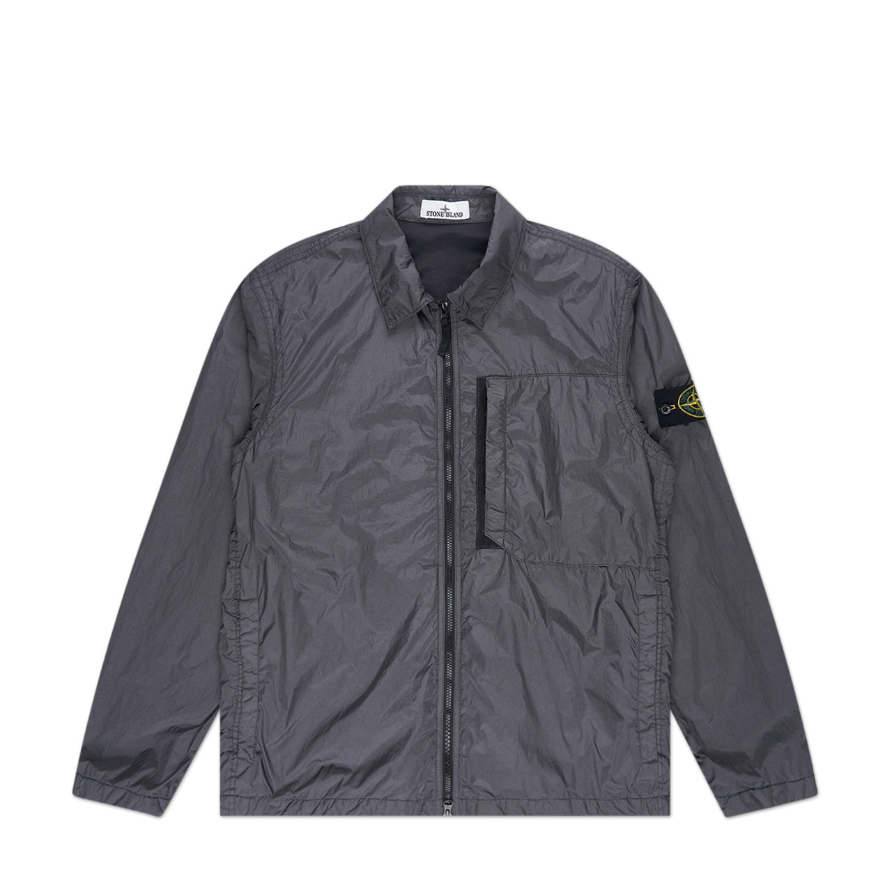 stone island garment dyed crinkle reps overshirt (lead grey) - a.plus