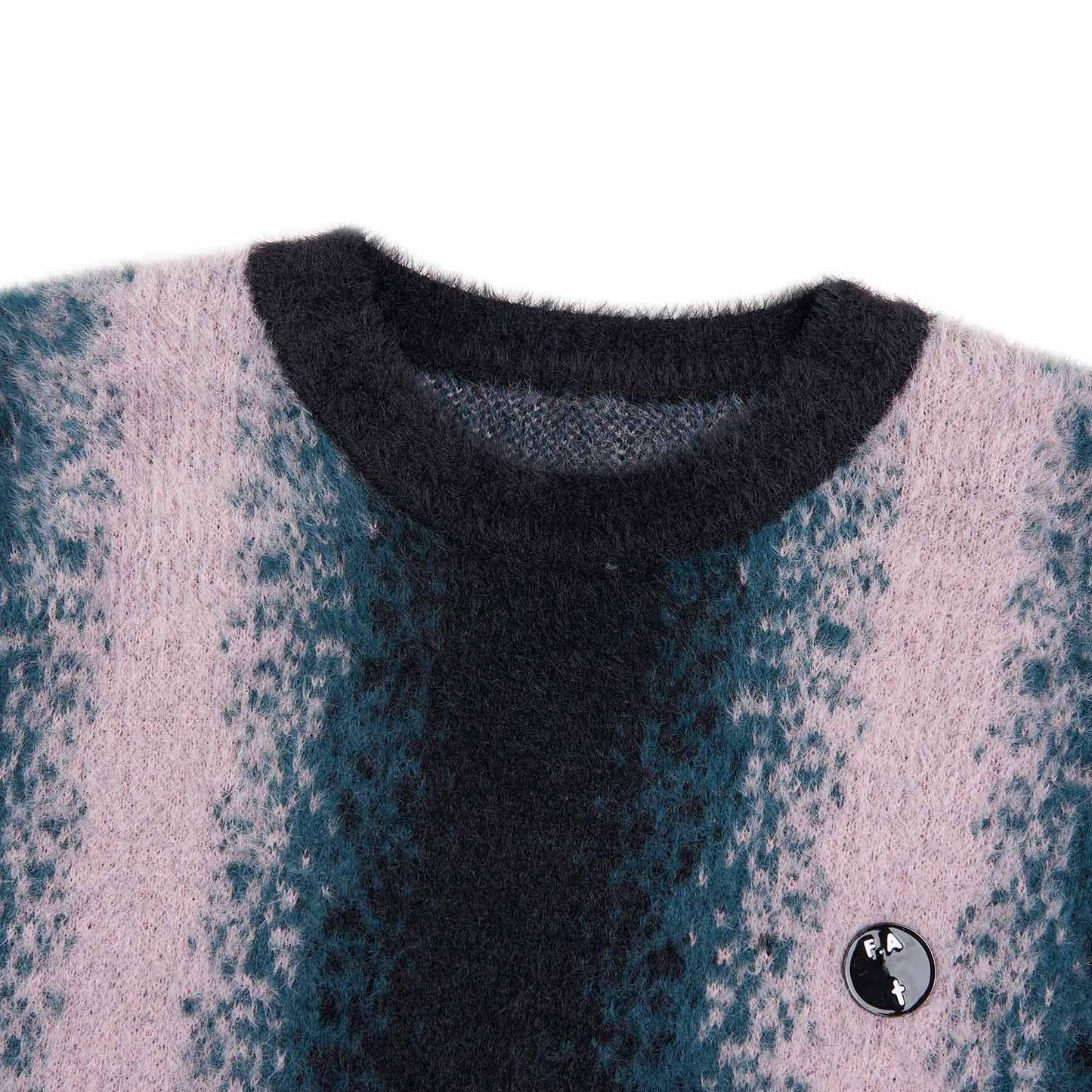 fucking awesome faux hairy crewneck (black / teal / pink) - a.plus