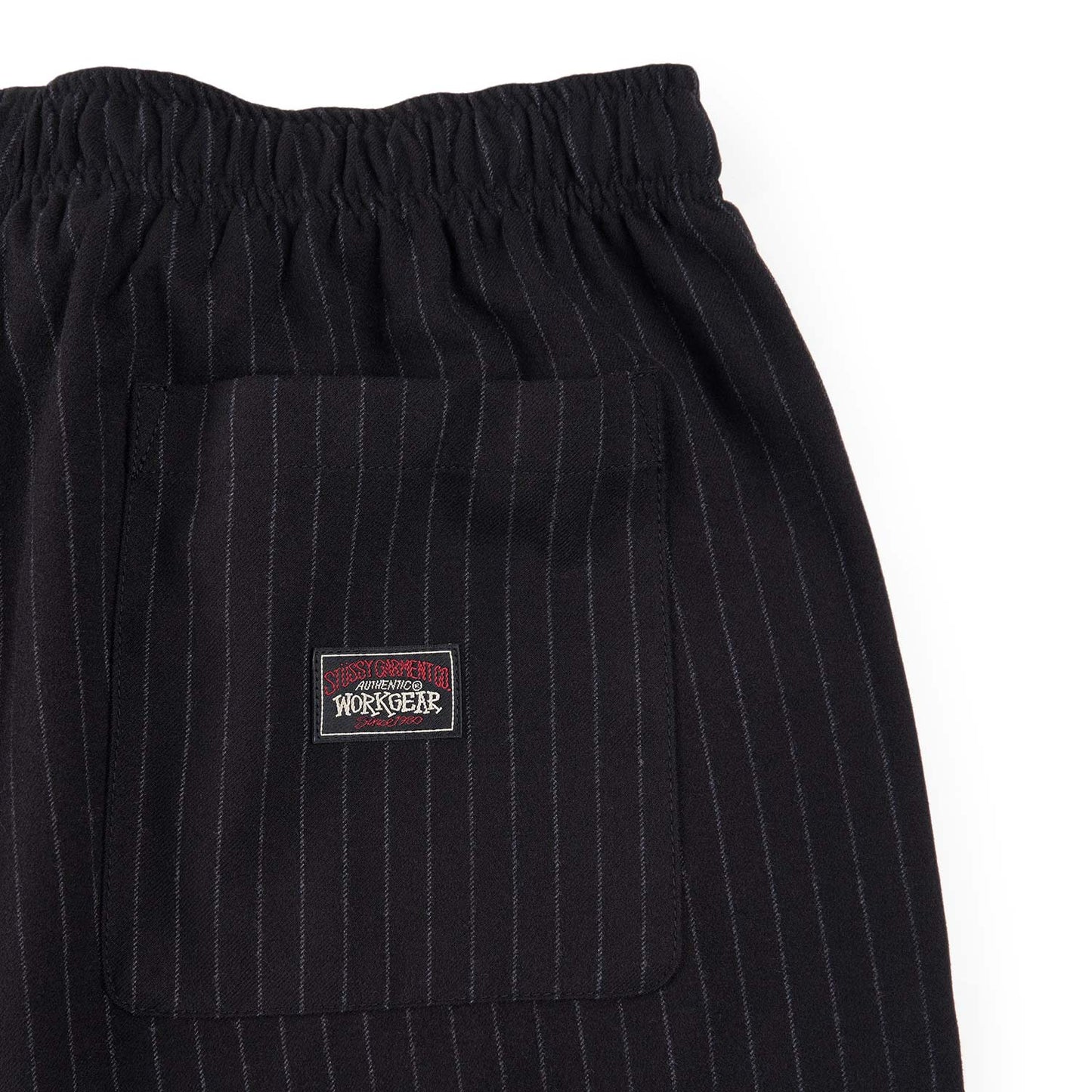 stüssy wool stripe beach pant (black) - a.plus