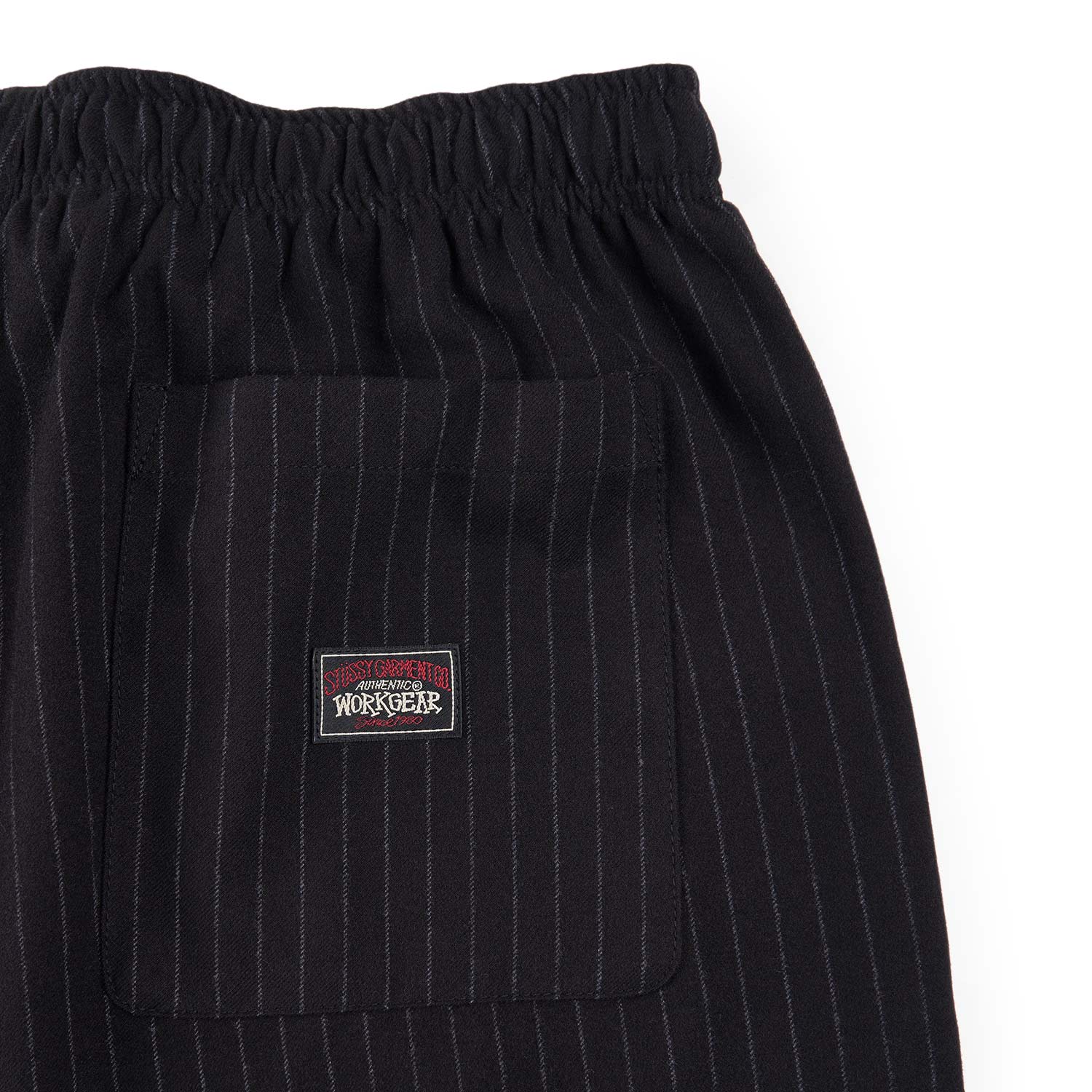 stüssy wool stripe beach pant (black) - a.plus
