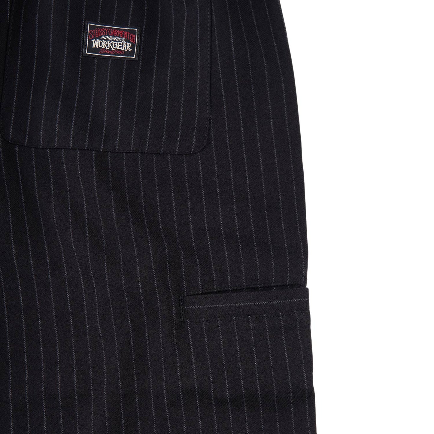 stüssy wool stripe beach pant (black) - a.plus