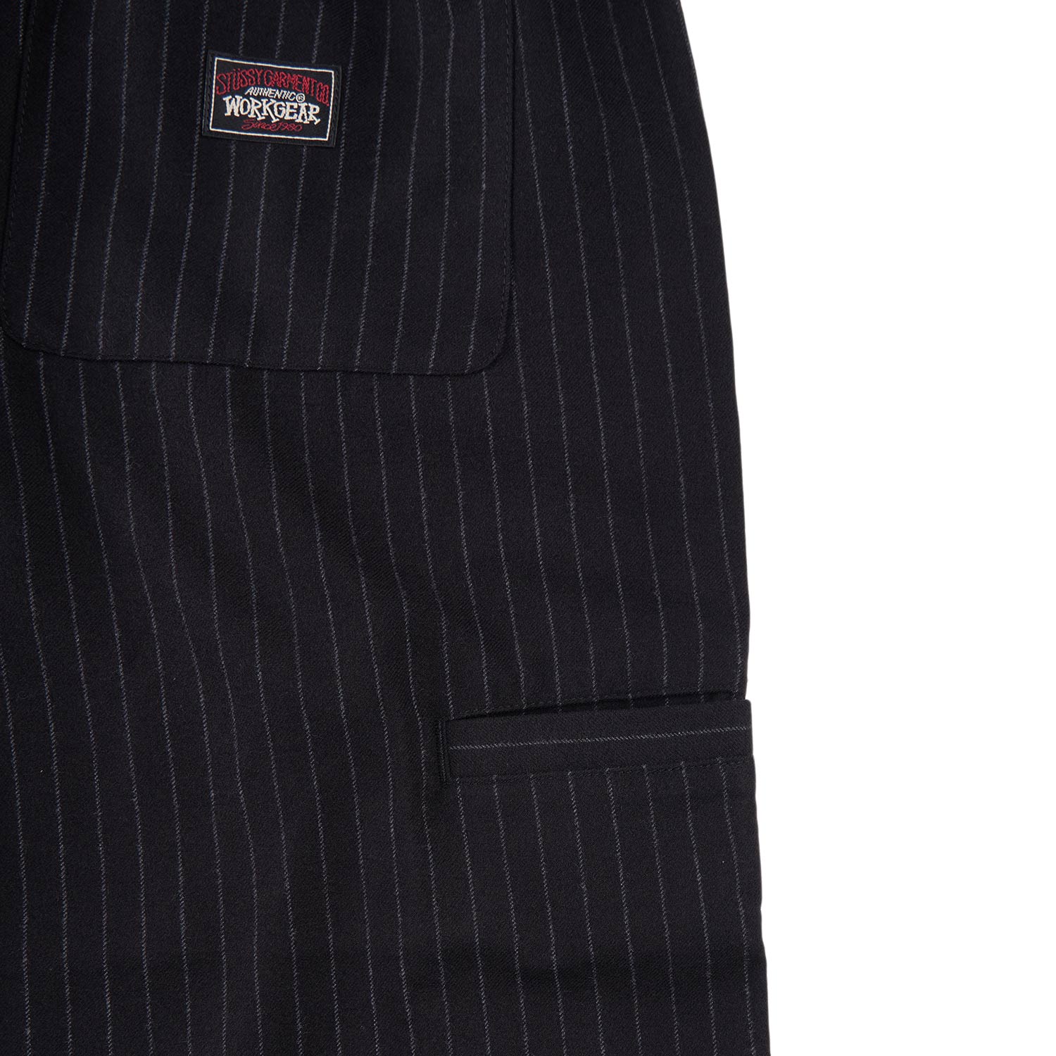 stüssy wool stripe beach pant (black) - a.plus
