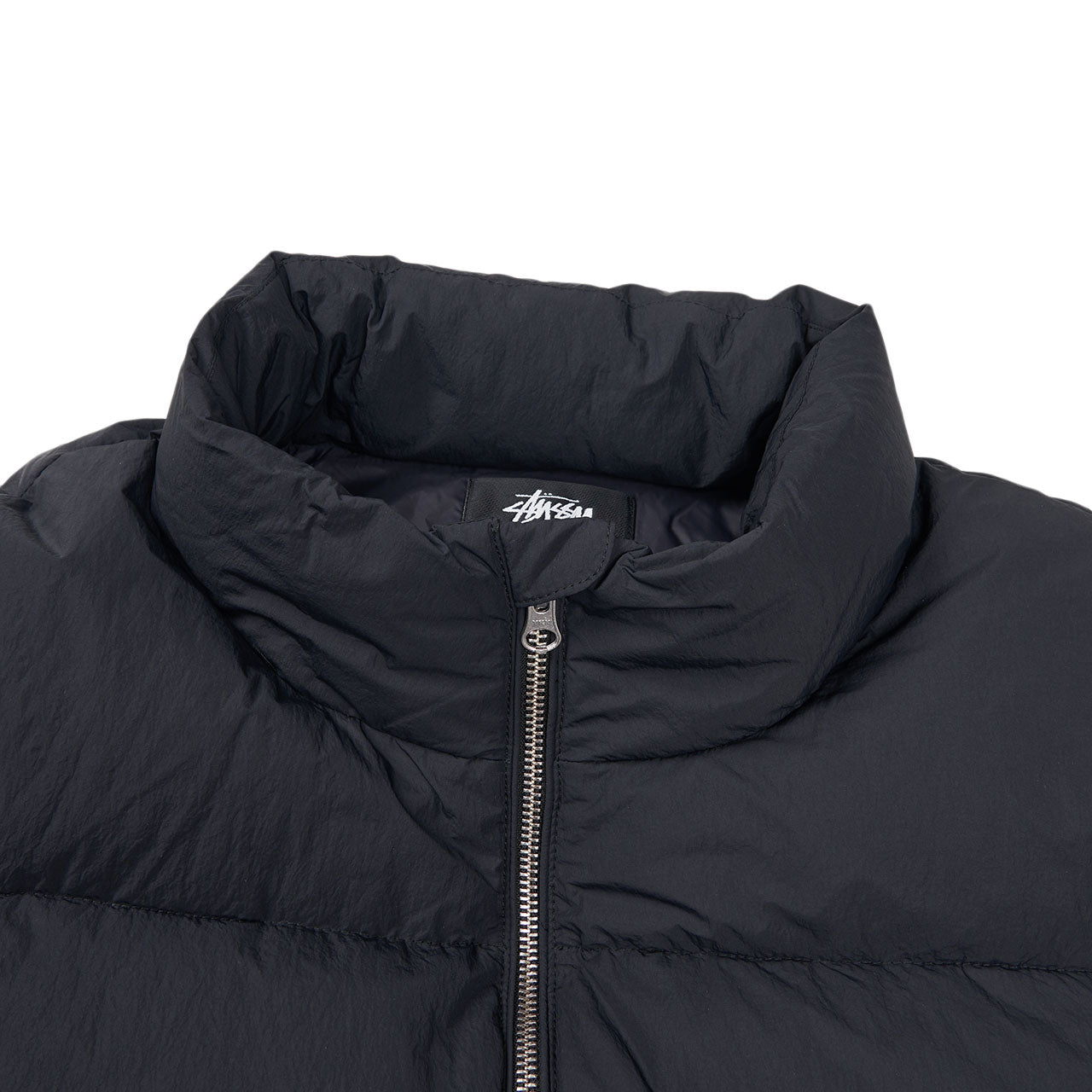 stüssy nylon down puffer (black) - a.plus