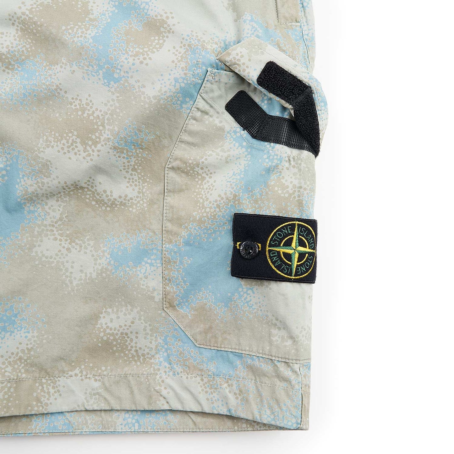 stone island camo devoré shorts (beige / grey) - a.plus