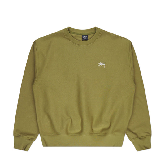stüssy stock logo crew (olive) - a.plus