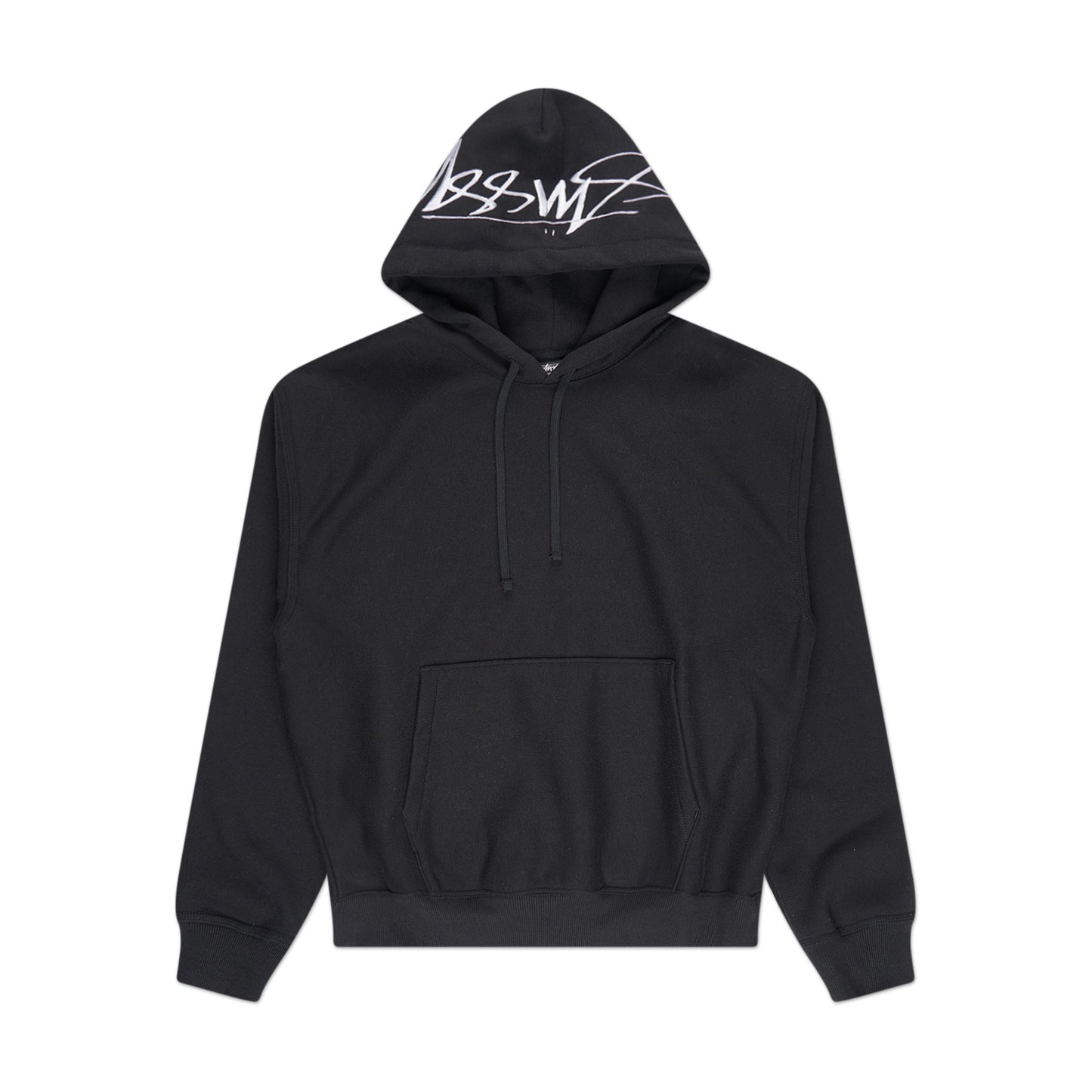 stüssy back hood applique hoodie (black)