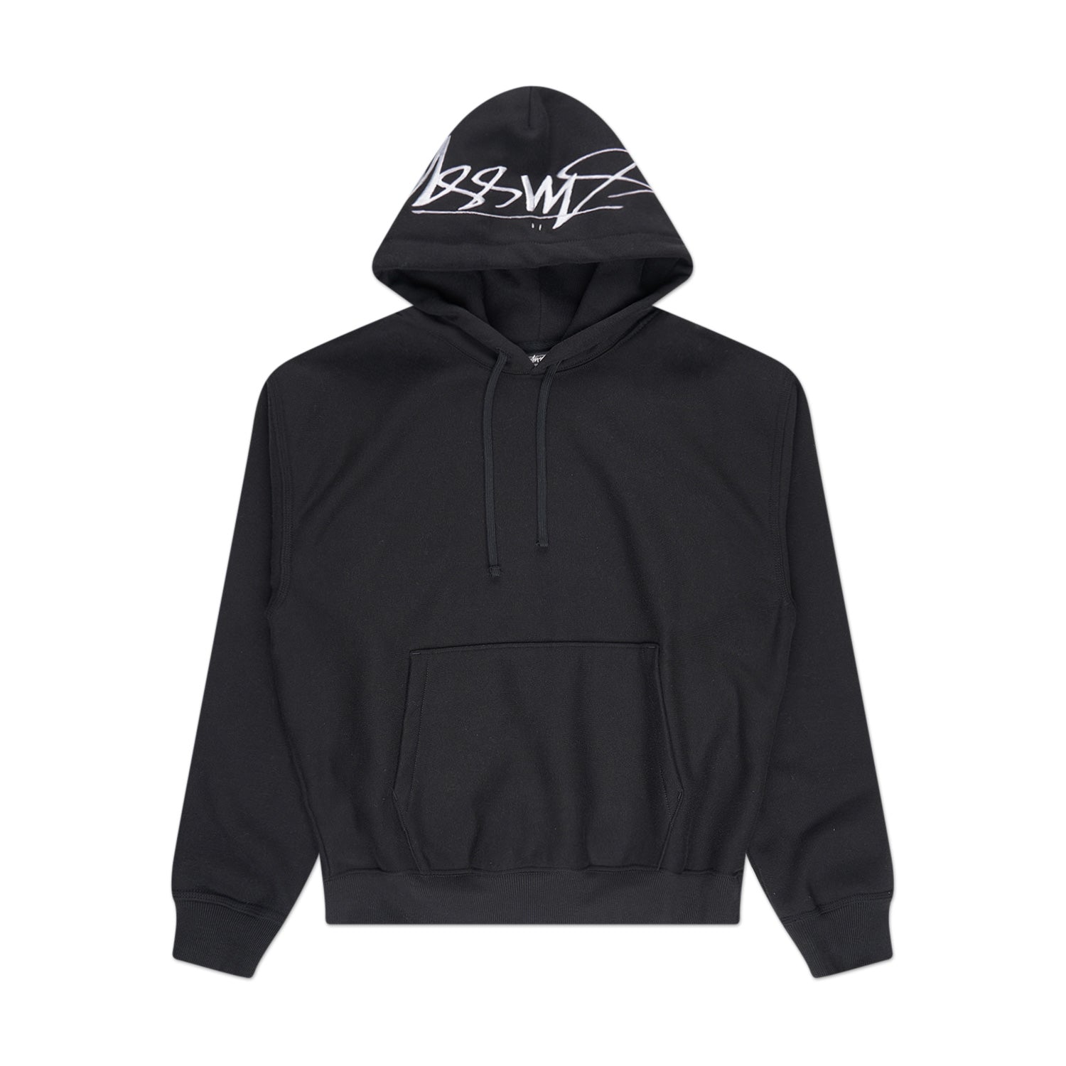 stüssy back hood applique hoodie (black) - a.plus