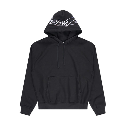stüssy back hood applique hoodie (black) - a.plus