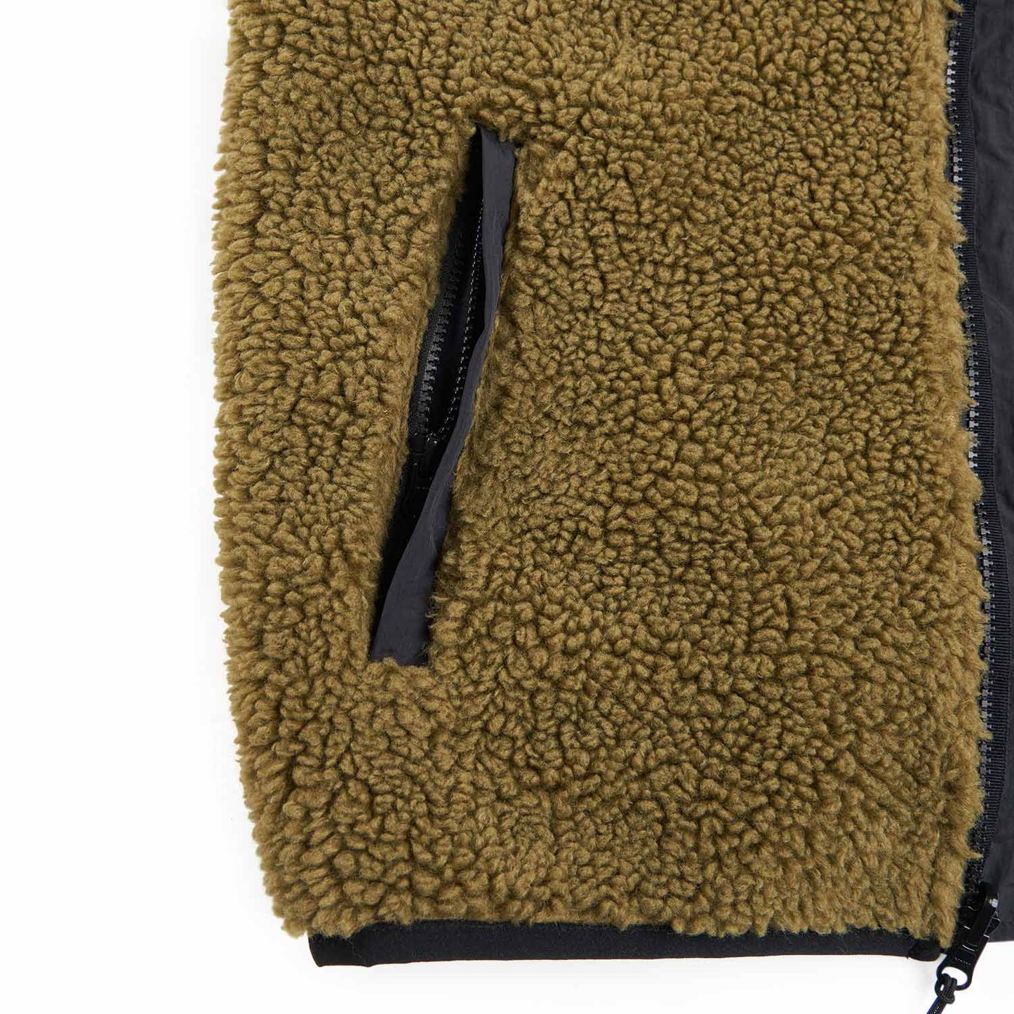 stüssy sherpa reversible vest (olive) - a.plus