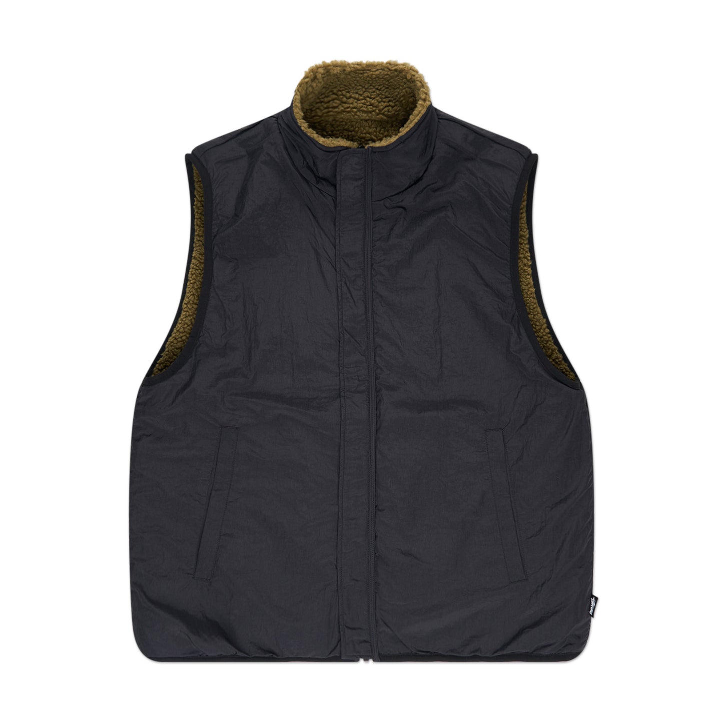 stüssy sherpa reversible vest (olive) - a.plus