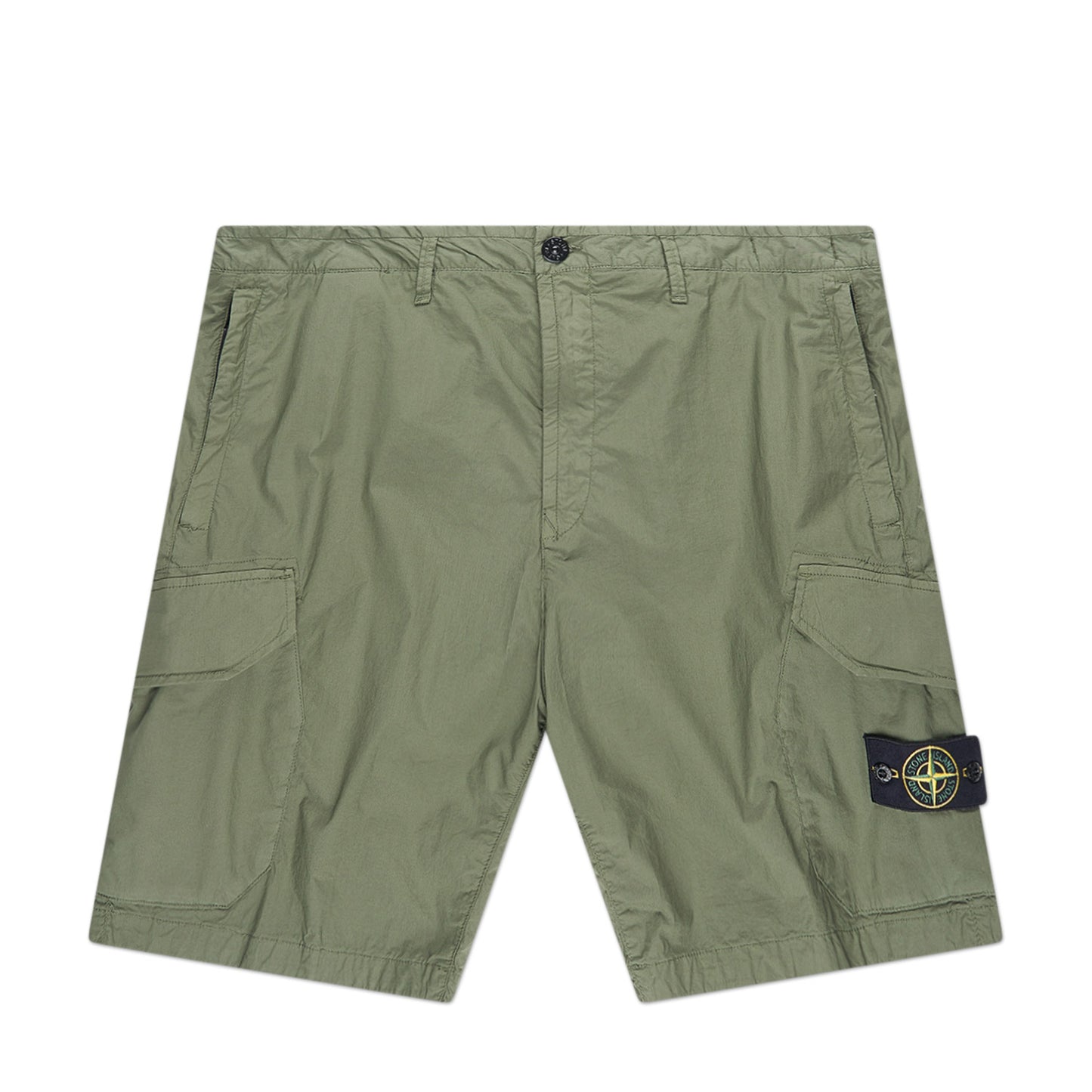 stone island old effect cargo bermuda shorts (olive) - a.plus