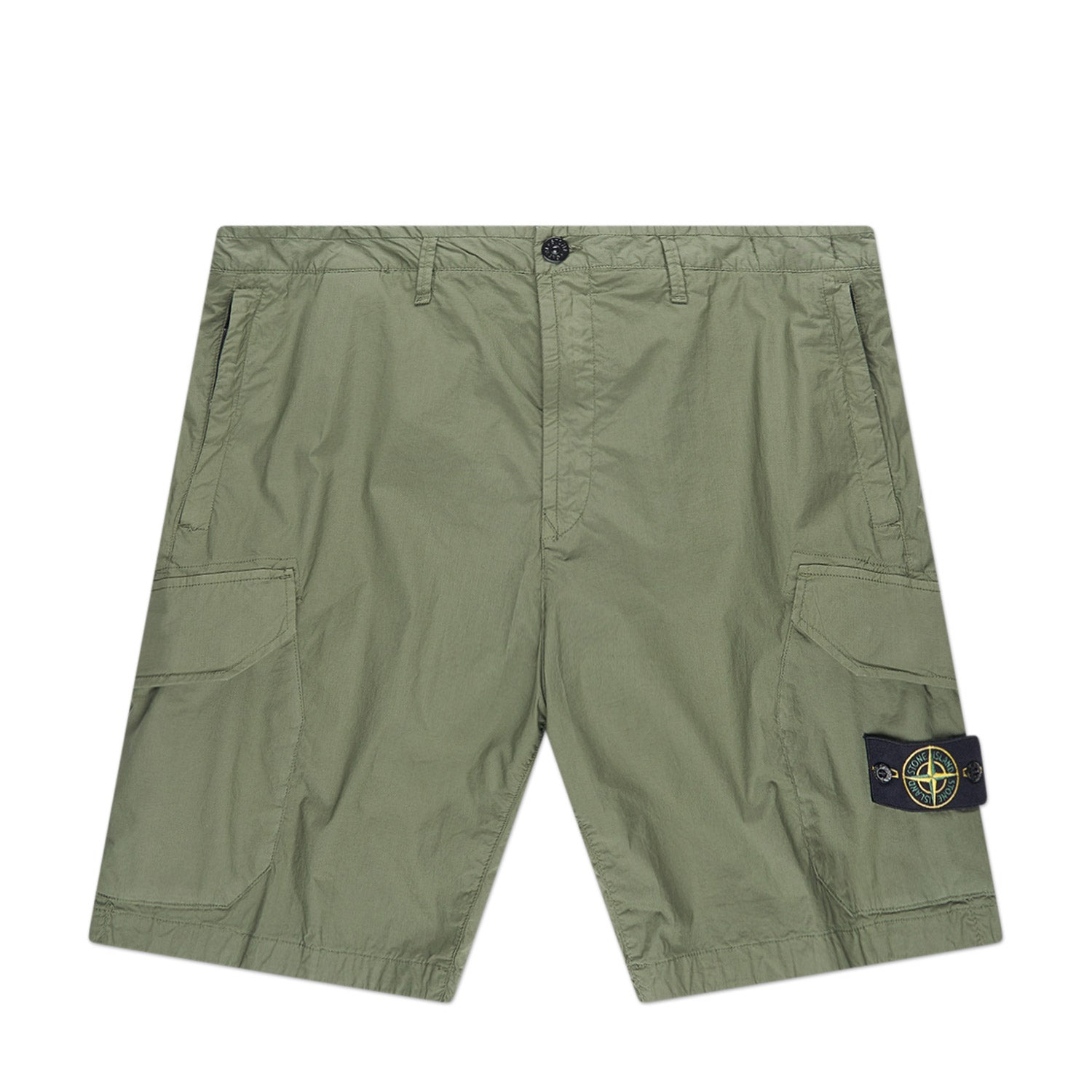 stone island old effect cargo bermuda shorts (olive) - a.plus