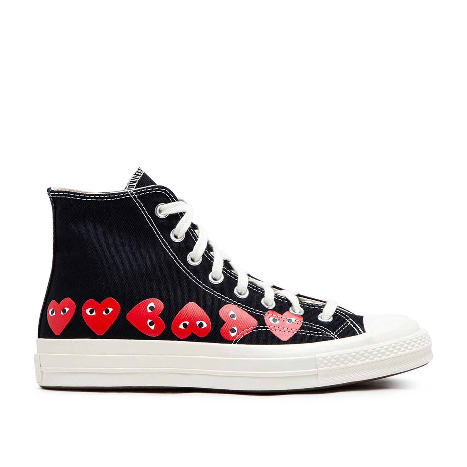 comme des garçons play x converse multi heart chuck taylor all star 70 high (black) - a.plus
