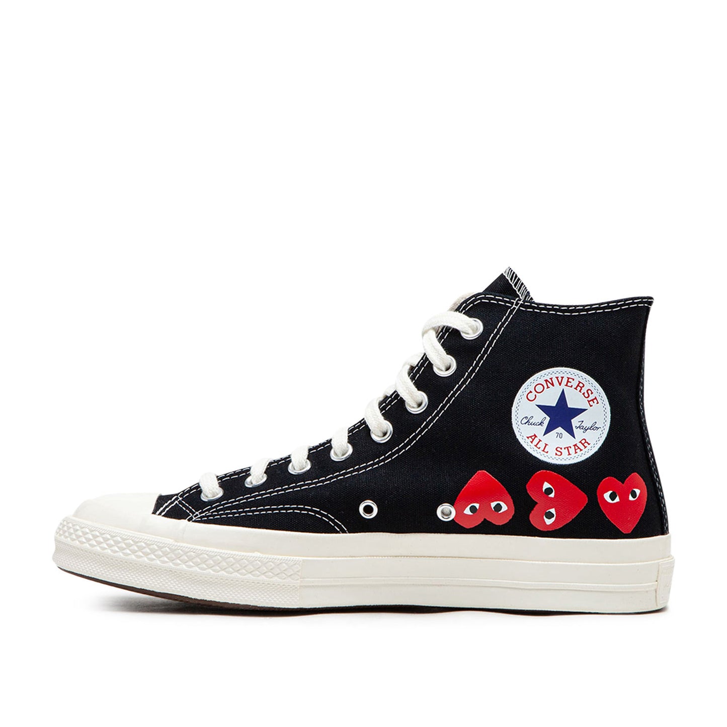 comme des garçons play x converse multi heart chuck taylor all star 70 high (black) - a.plus