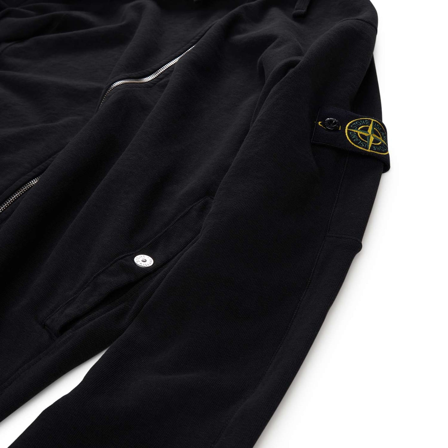 stone island 'old treatment' sweatshirt full zip (black) - a.plus