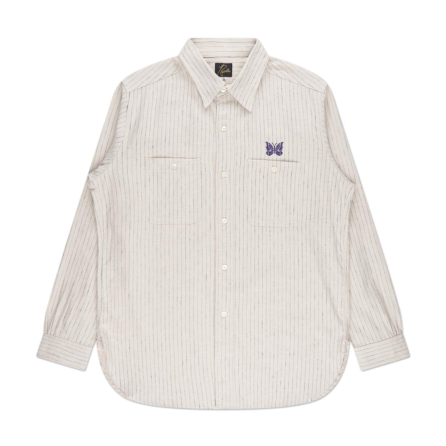 needles pin stripe work shirt (off white)
