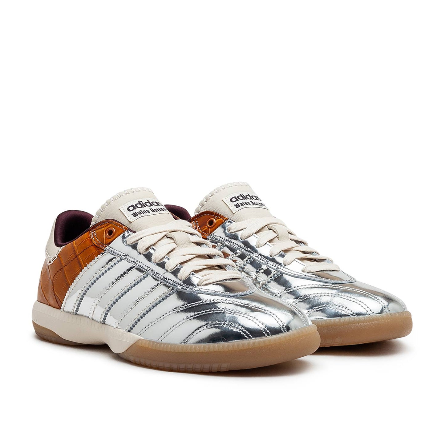 adidas x wales bonner samba (metallic silver / brown/ white) - a.plus