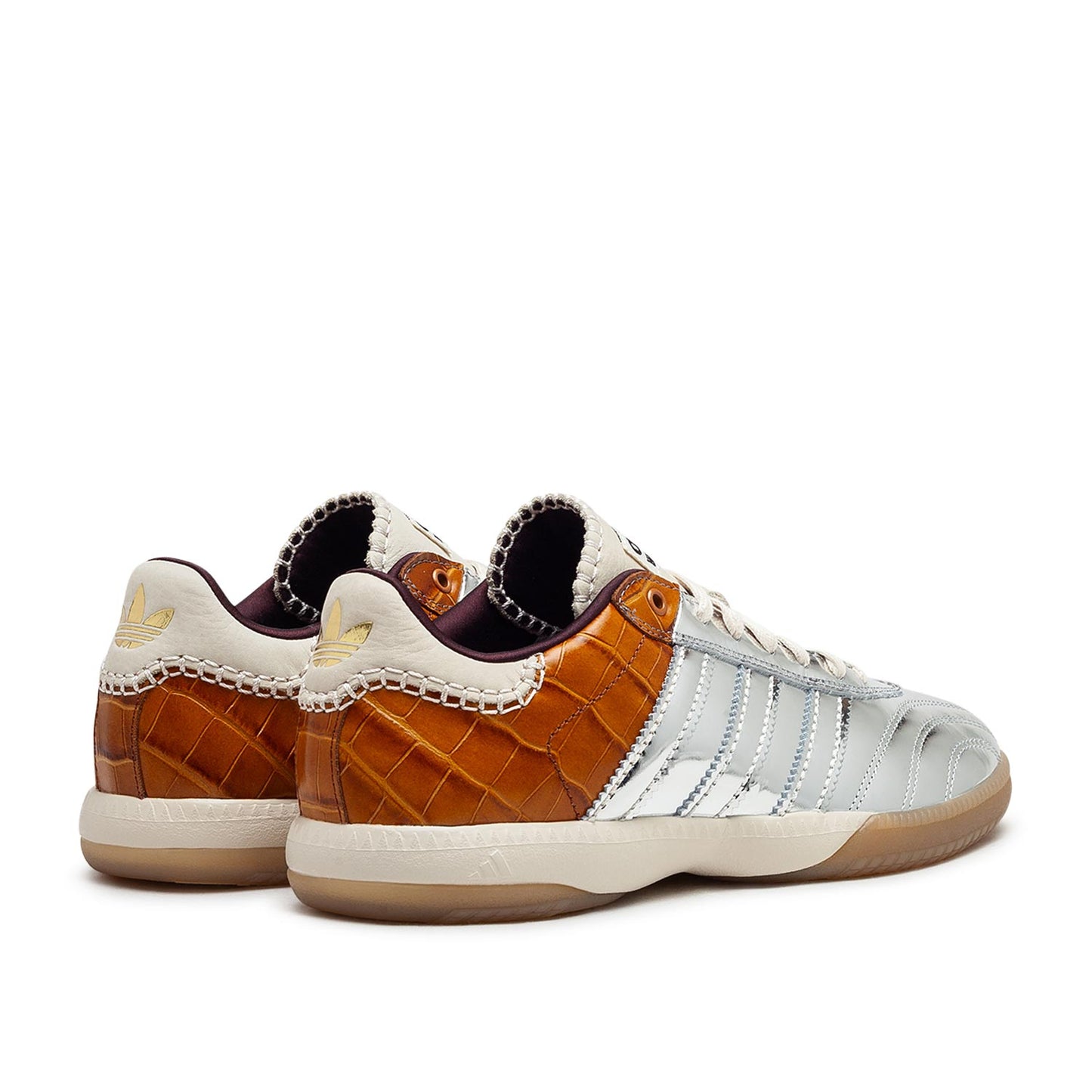 adidas x wales bonner samba (metallic silver / brown/ white) - a.plus