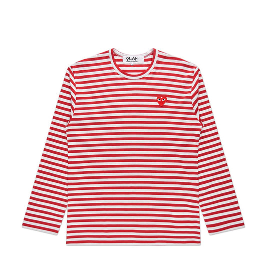 comme des garçons play long sleeve knit (red/ white)