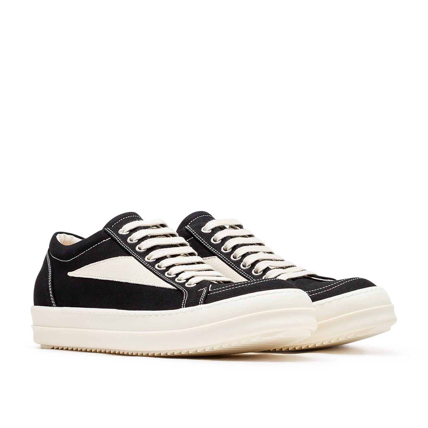 rick owens drkshdw hollywood vintage sneaks (black / milk) - a.plus