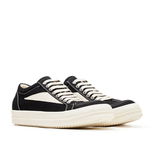 rick owens drkshdw hollywood vintage sneaks (black / milk) - a.plus