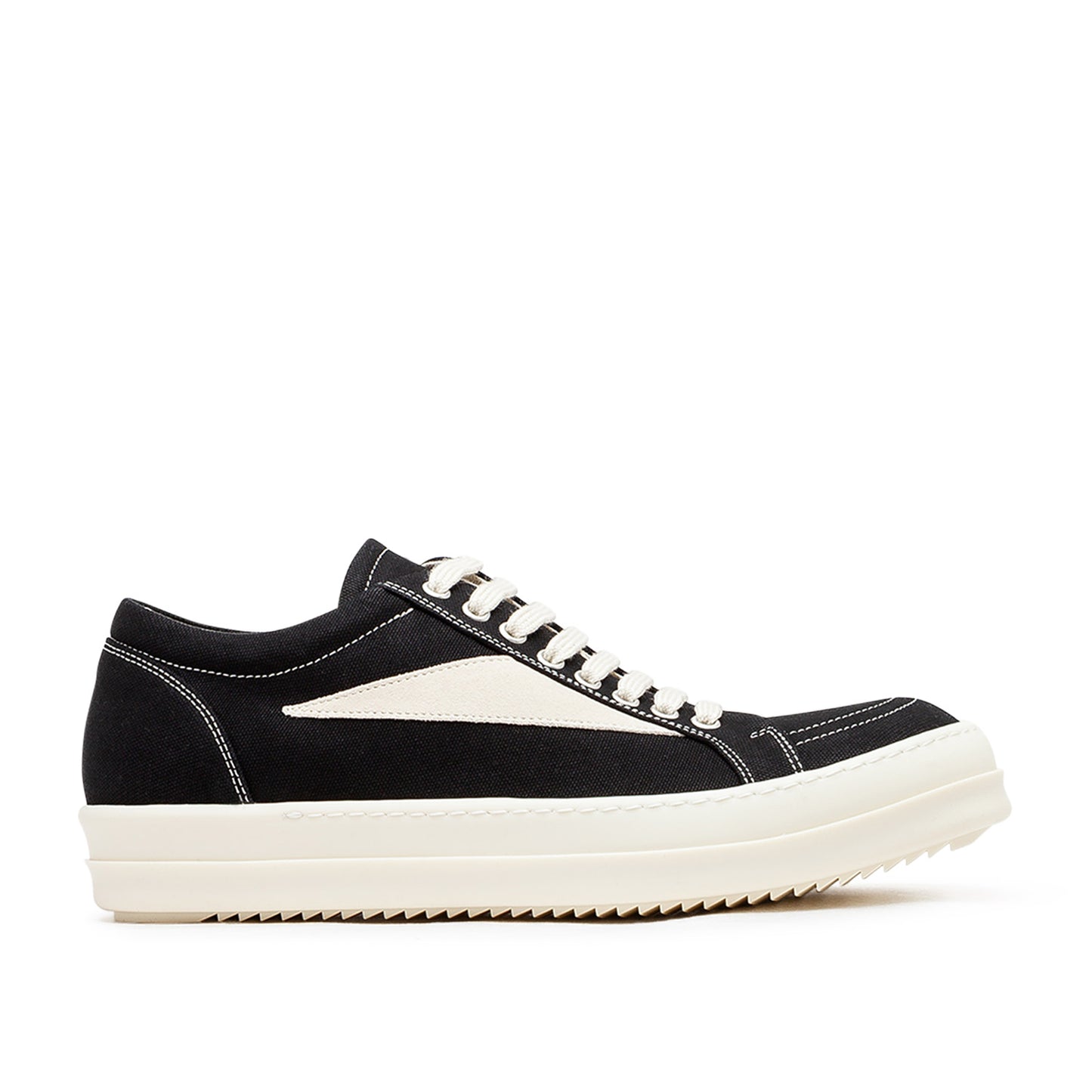 rick owens drkshdw hollywood vintage sneaks (black / milk) - a.plus