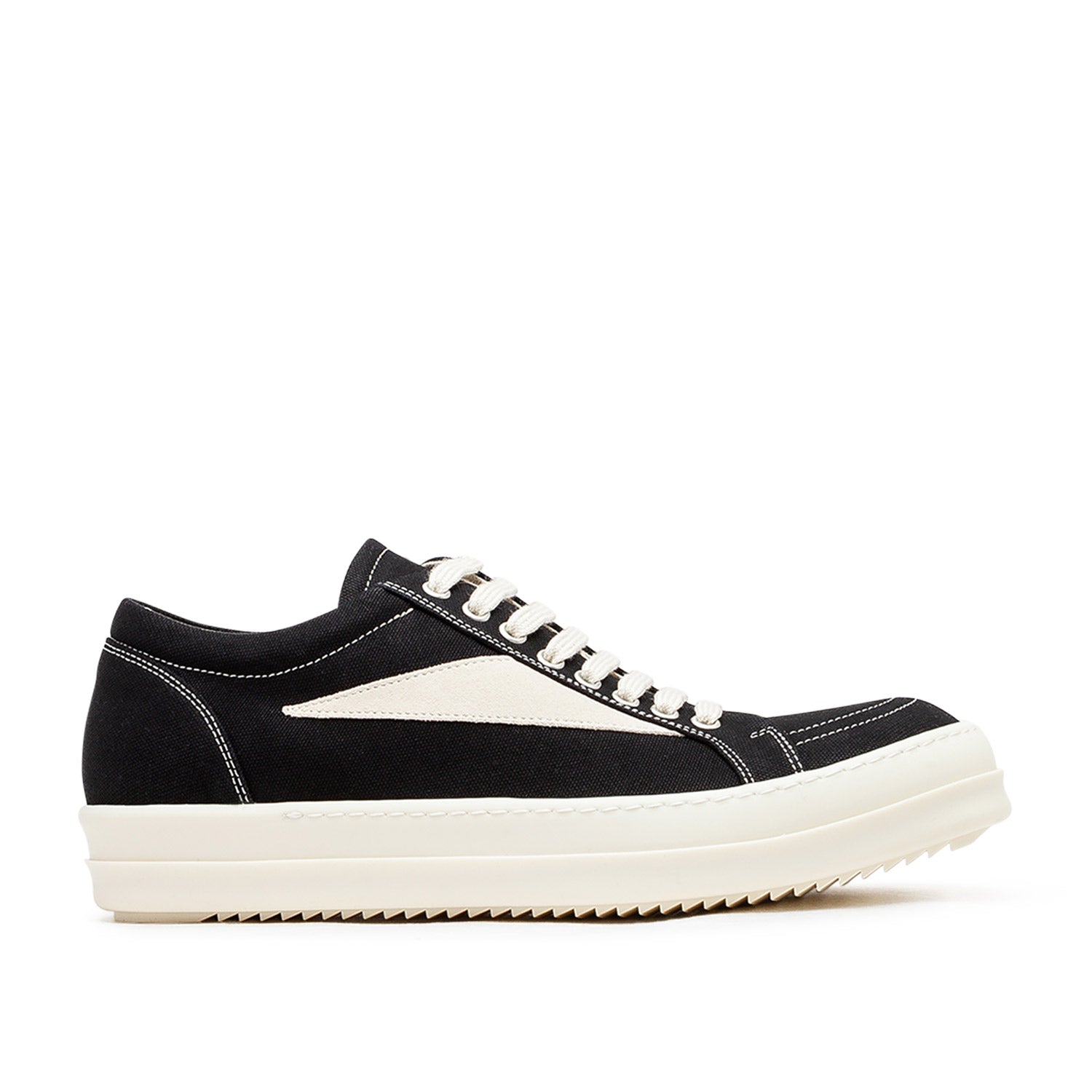 rick owens drkshdw hollywood vintage sneaks (black / milk) - a.plus