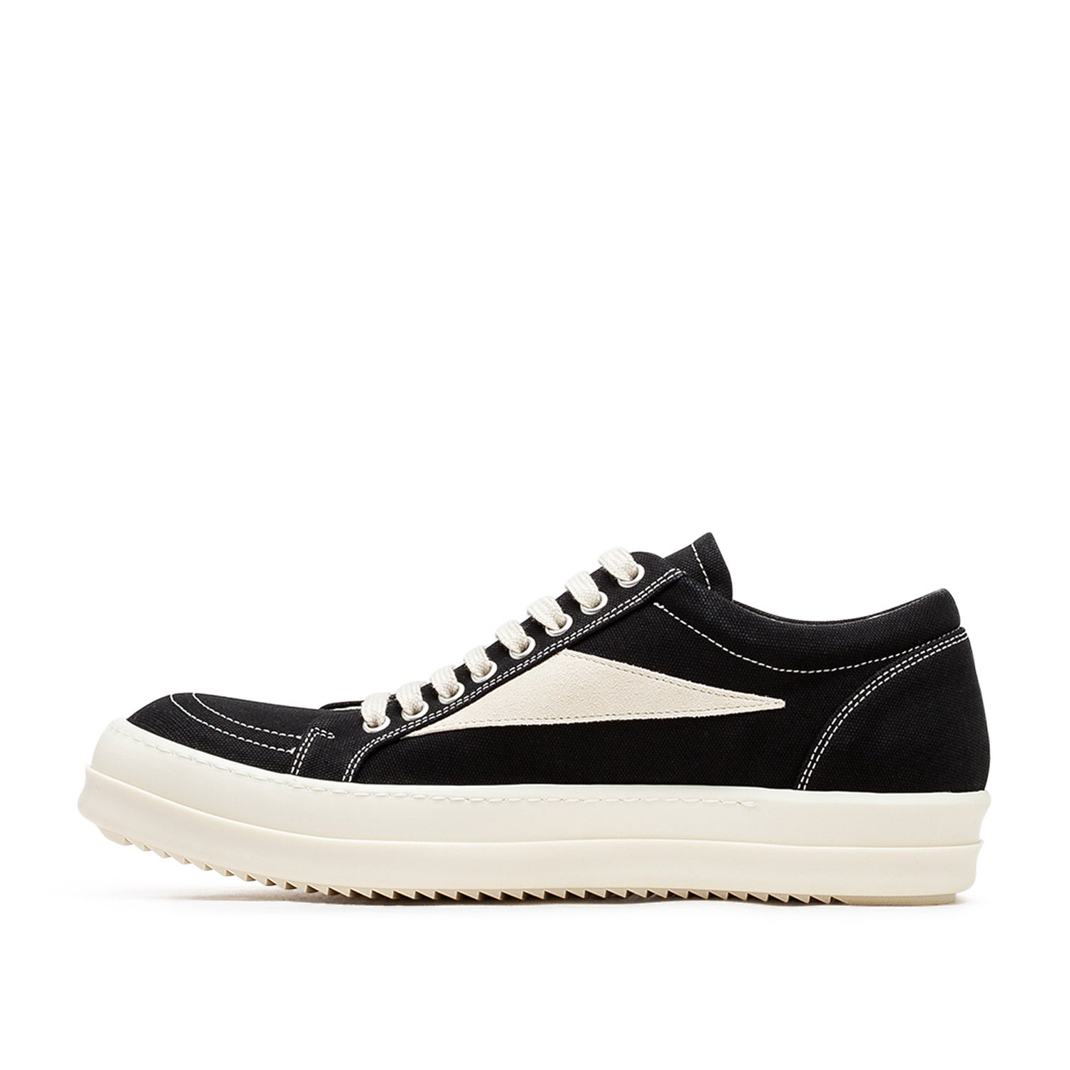 rick owens drkshdw hollywood vintage sneaks (black / milk) - a.plus