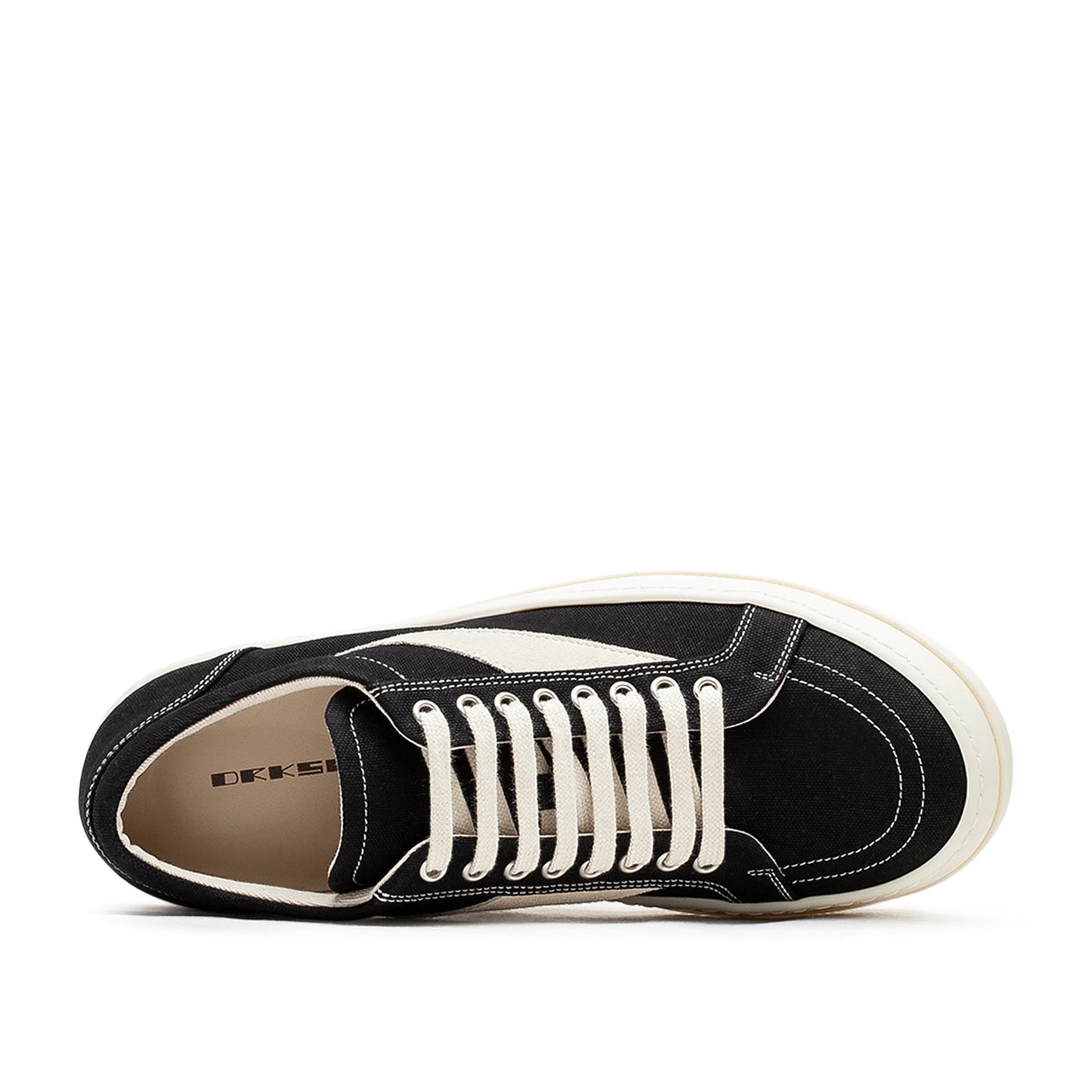 rick owens drkshdw hollywood vintage sneaks (black / milk) - a.plus
