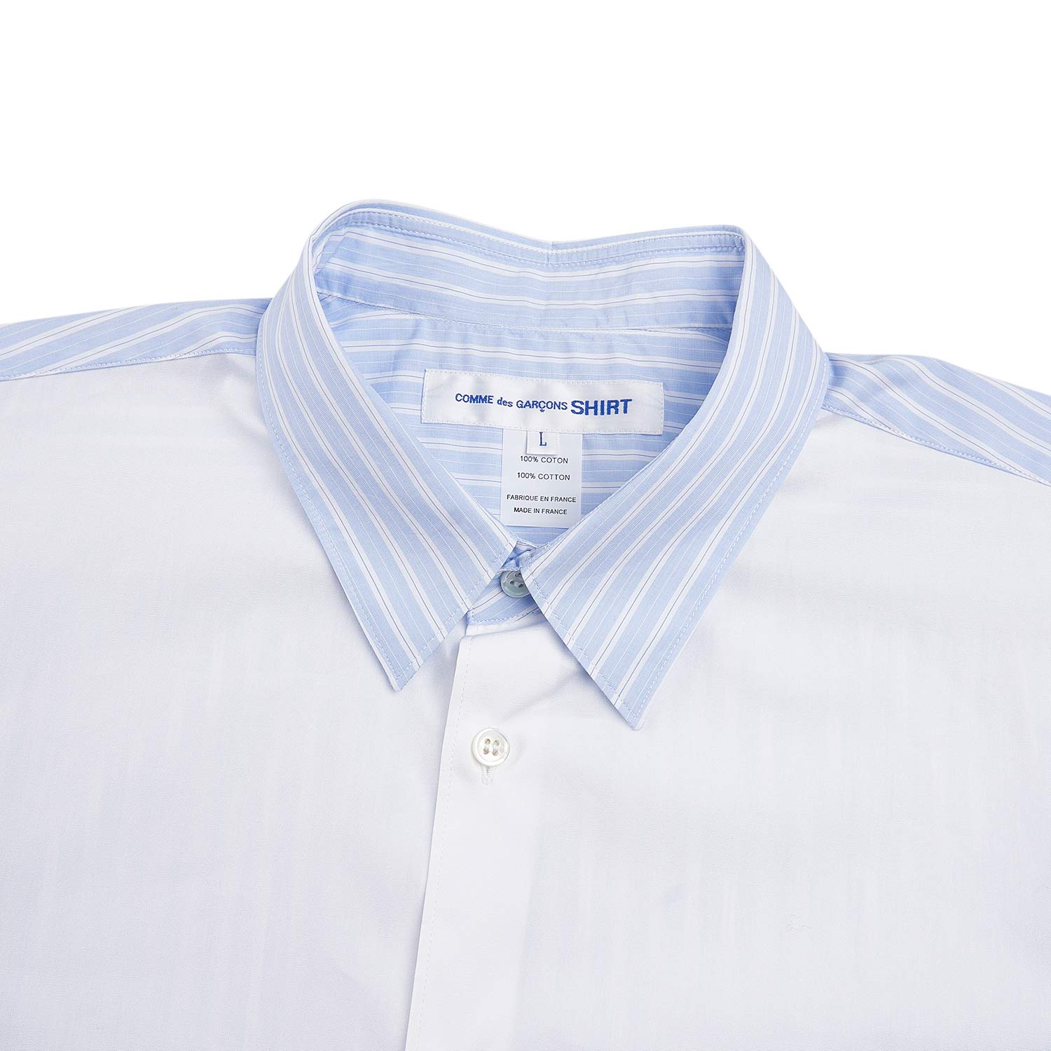 comme des garçons shirt woven shirt (white / blue) FZ-B086-PER - a.plus  store