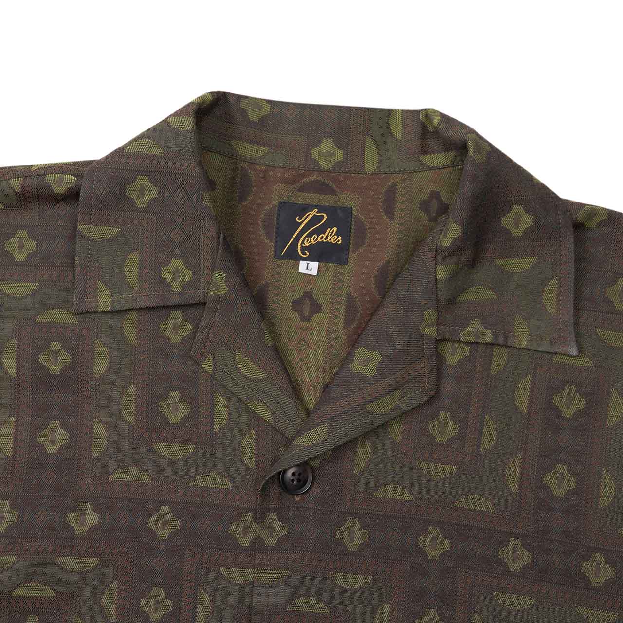 needles ethnic jacquard cabana shirt (olive) - mr093-a - a.plus store