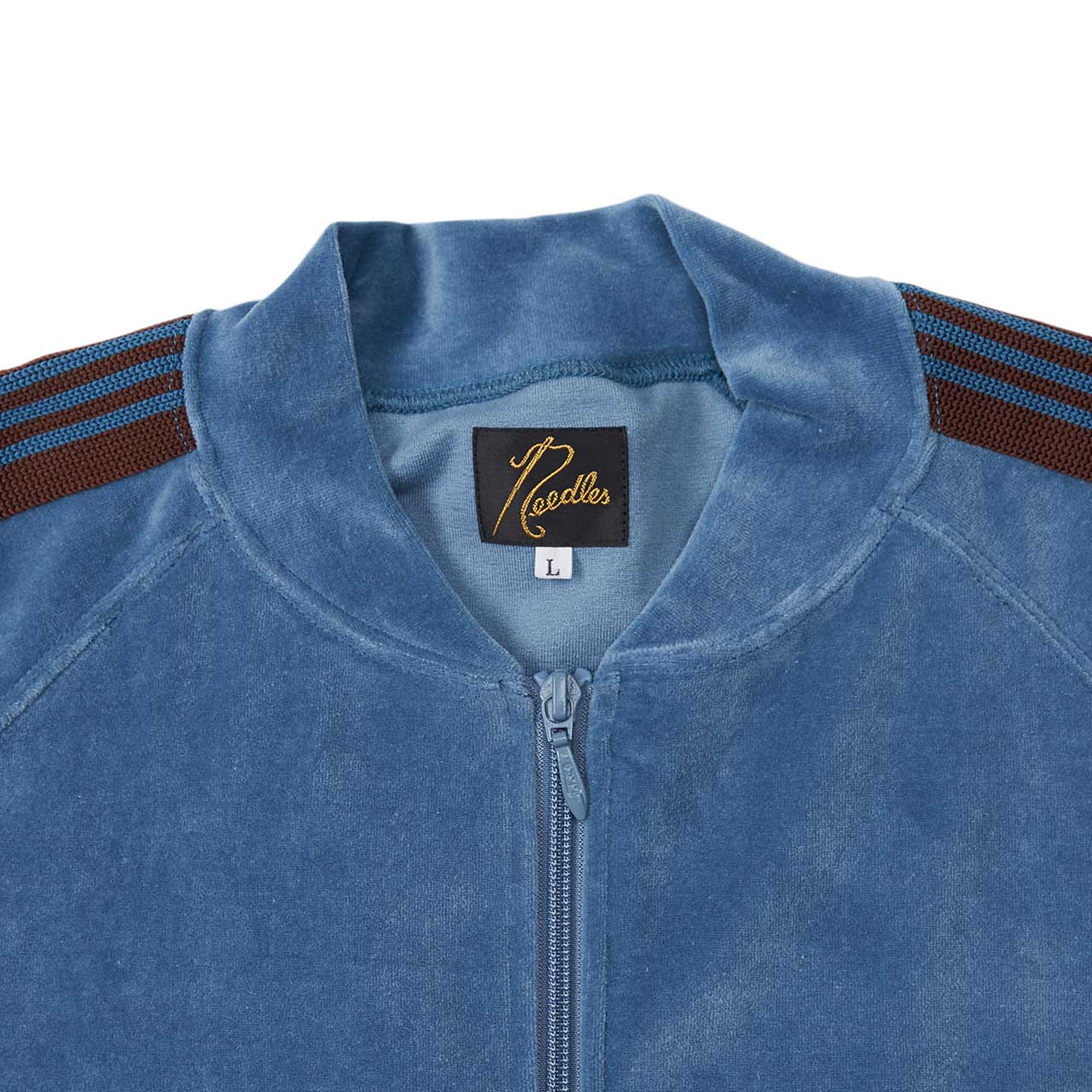 needles side stripe track velour jacket (blue grey) - mr291-b - a 