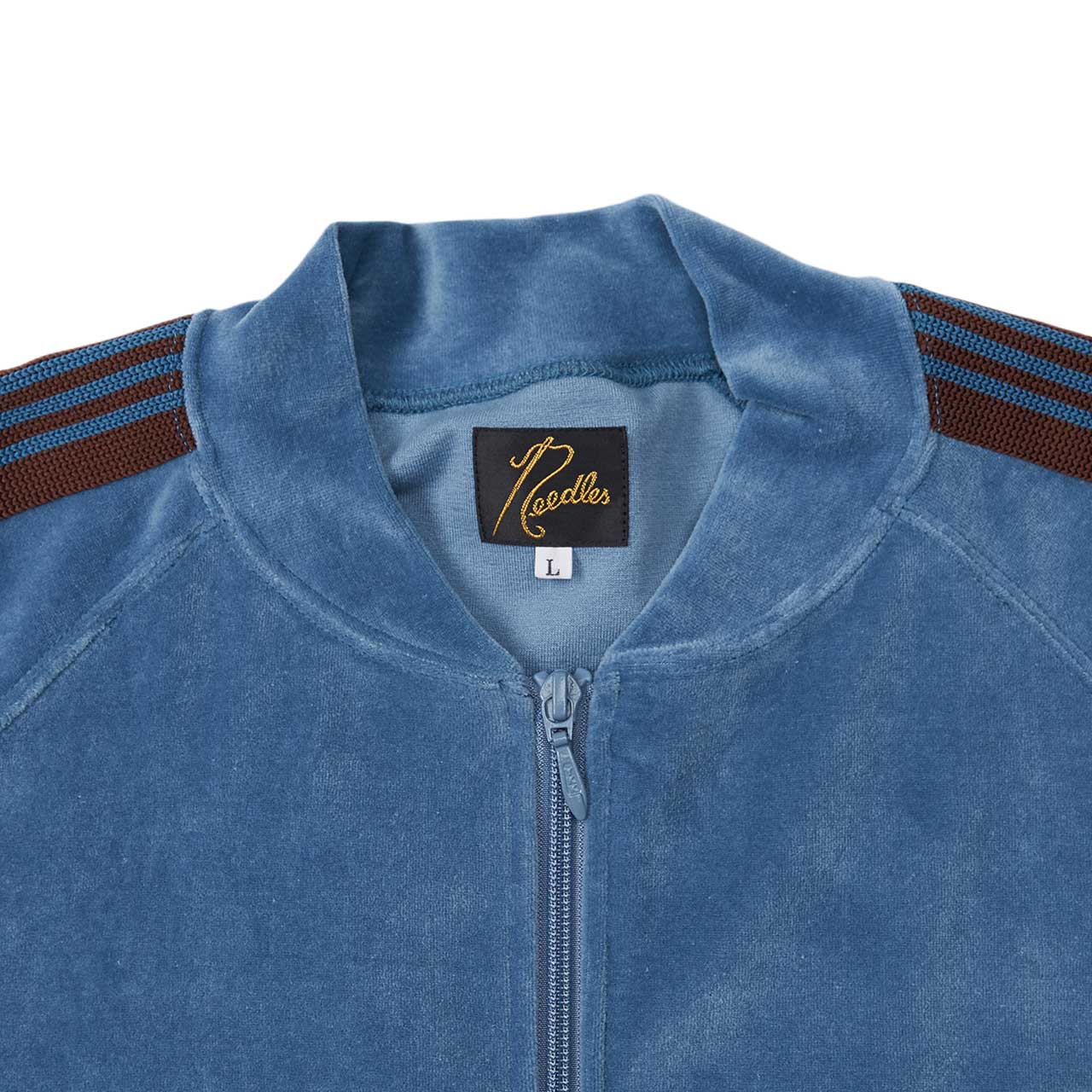 needles side stripe track velour jacket (blue grey) - mr291-b - a