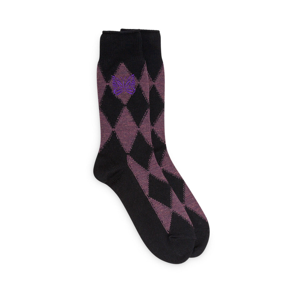 needles argyle jq socks (plum)