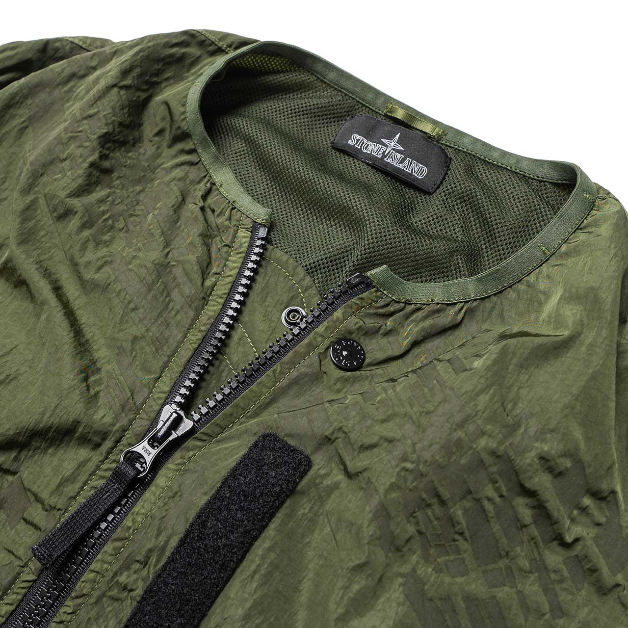 stone island shadow project imprint nylon colarless jacket (olive) - 701940505.v0053 - a.plus - Image - 3