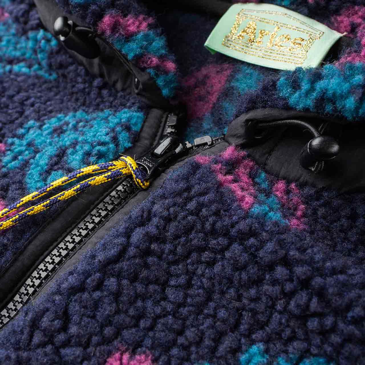 aries paisley half zip hoodie (black) - fqar70007-blk - a.plus - Image - 3