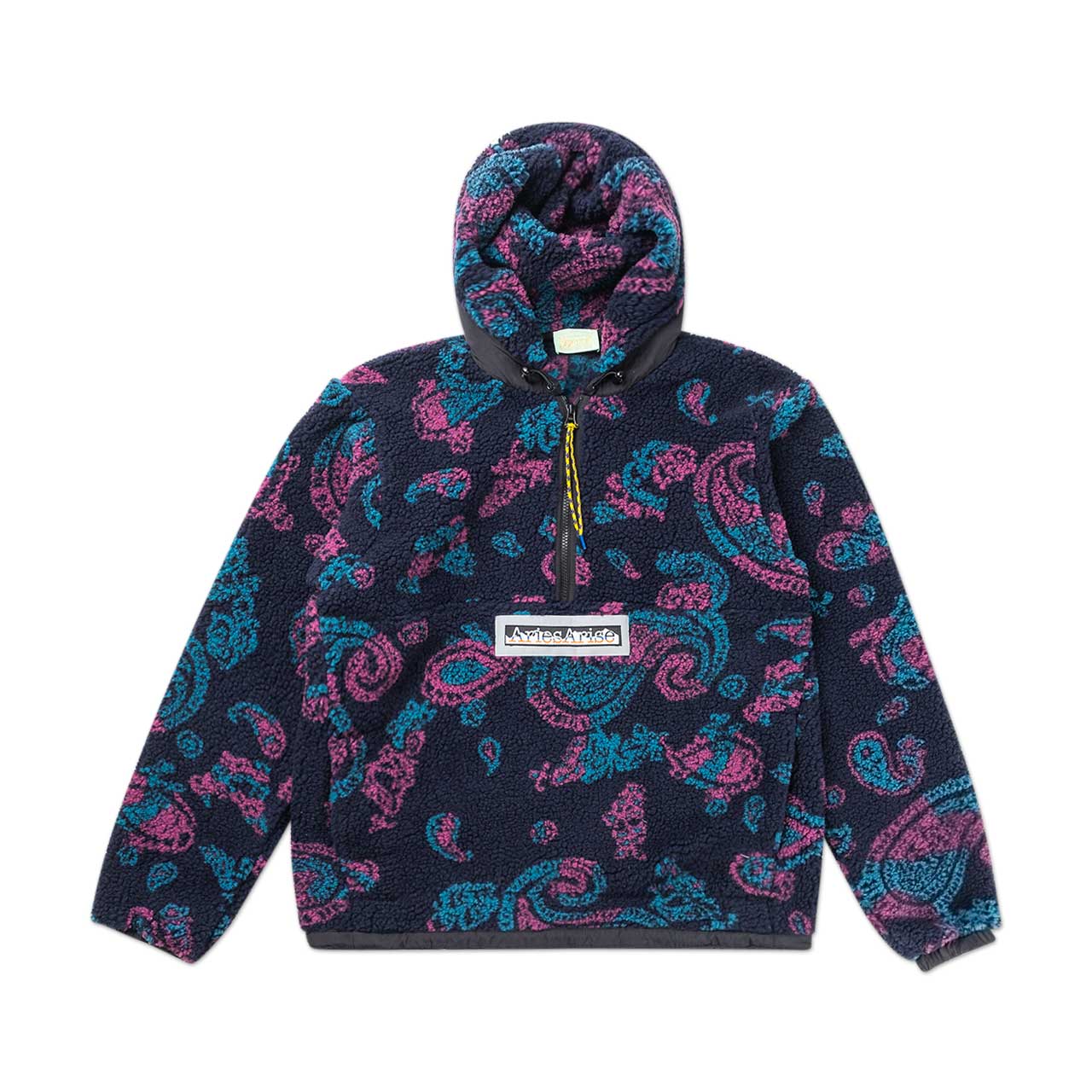 aries paisley half zip hoodie (black) - fqar70007-blk - a.plus - Image - 1