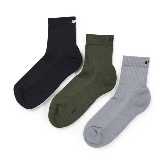 affix works affix works short rib sock 3 pack (black / grey / olive) SS21AC07SPONESIZE