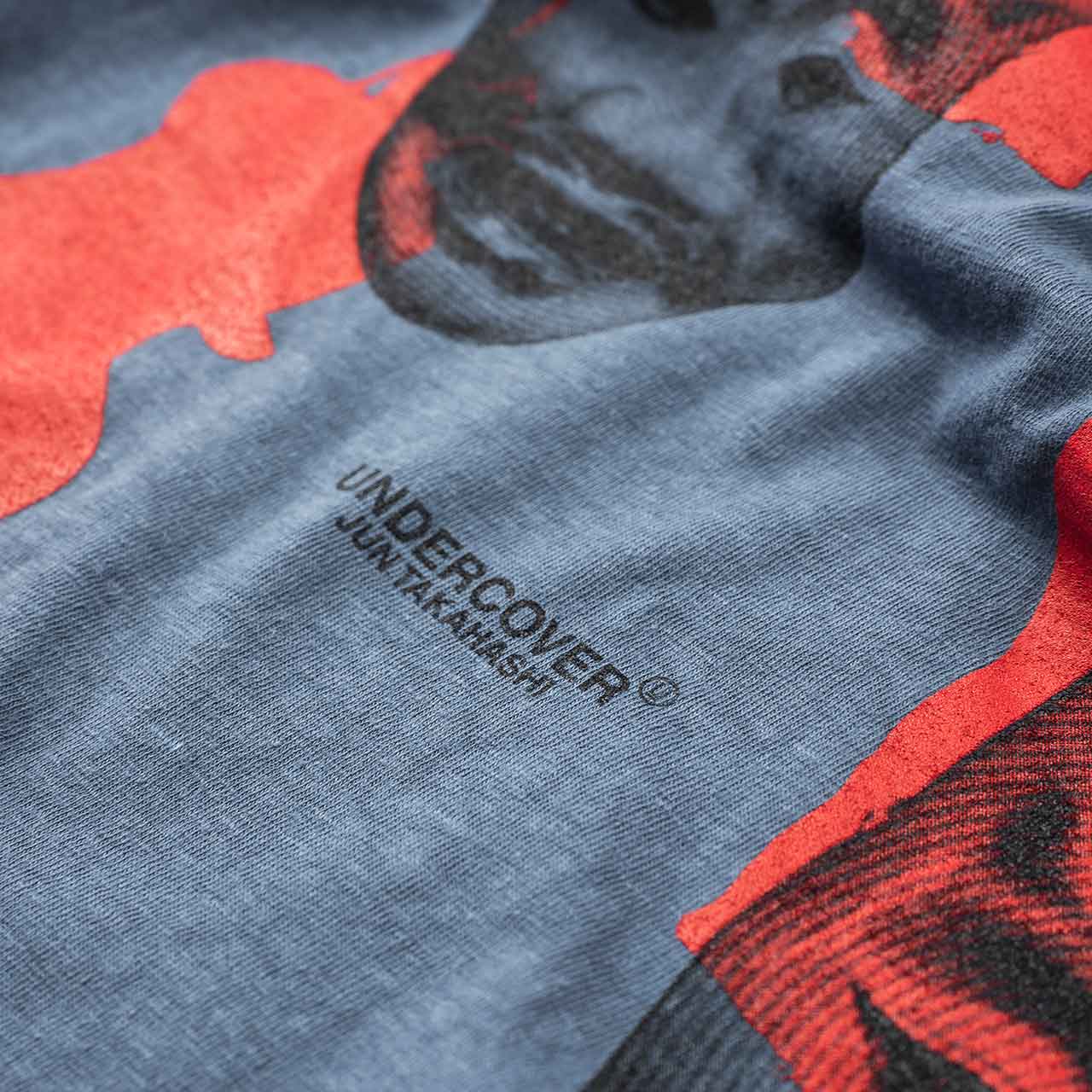 undercover undercover samurai mask l/s t-shirt (grey blue)