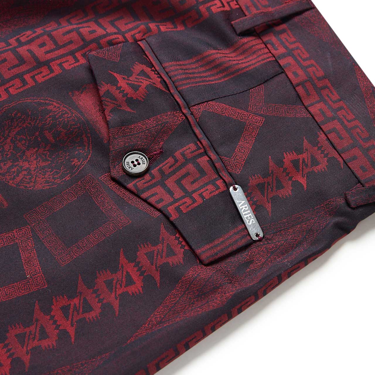 aries aries tailored column jacquard trouser (red)