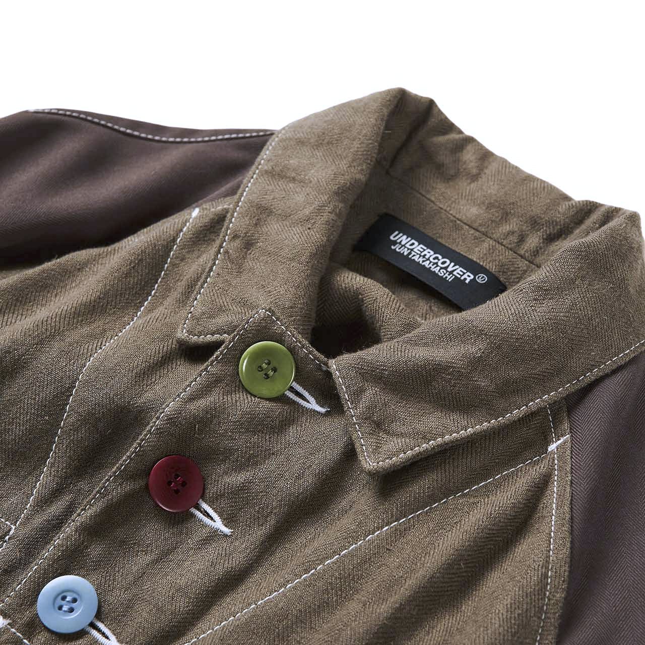 undercover undercover two-tone jacket (khaki / brown)
