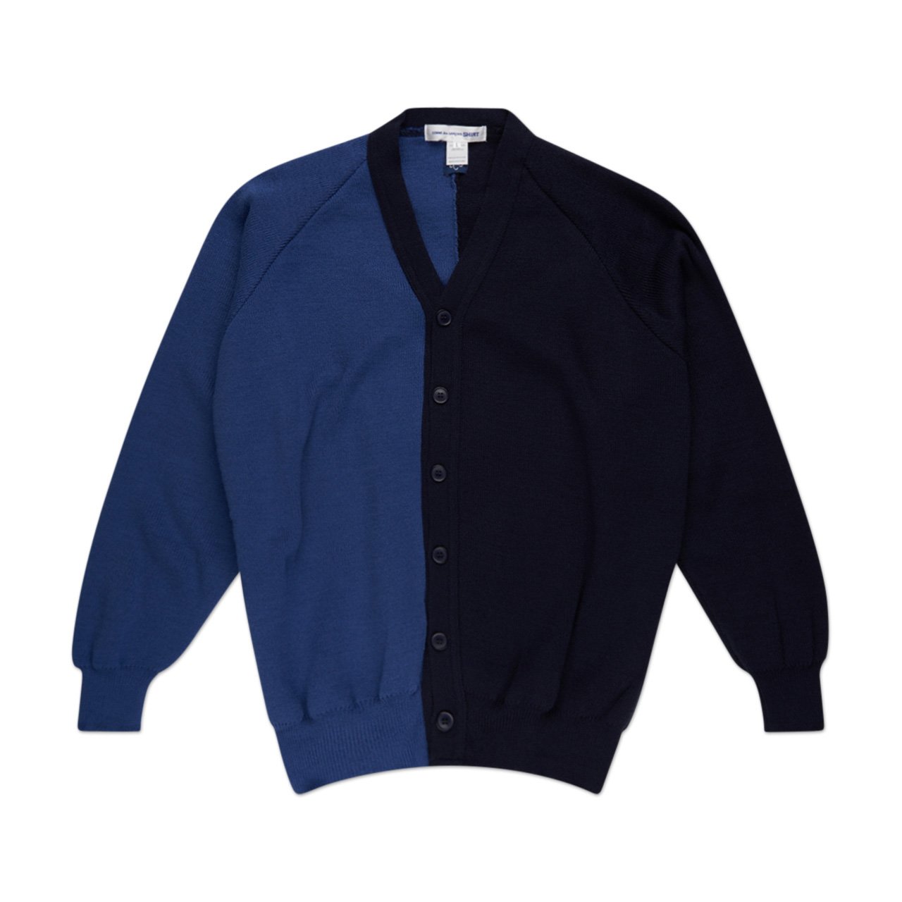 comme des garçons shirt comme des garçons shirt tonal split color cardigan (blue/dark blue)