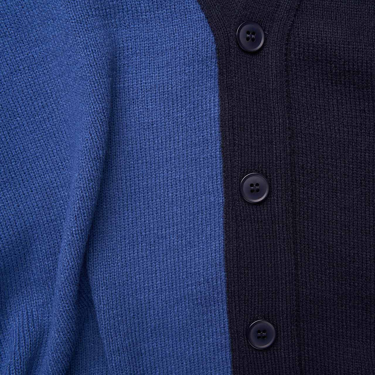 comme des garçons shirt comme des garçons shirt tonal split color cardigan (blue/dark blue)