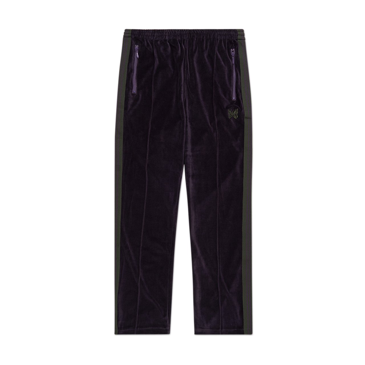 needles needles narrow velour trackpant (eggplant)