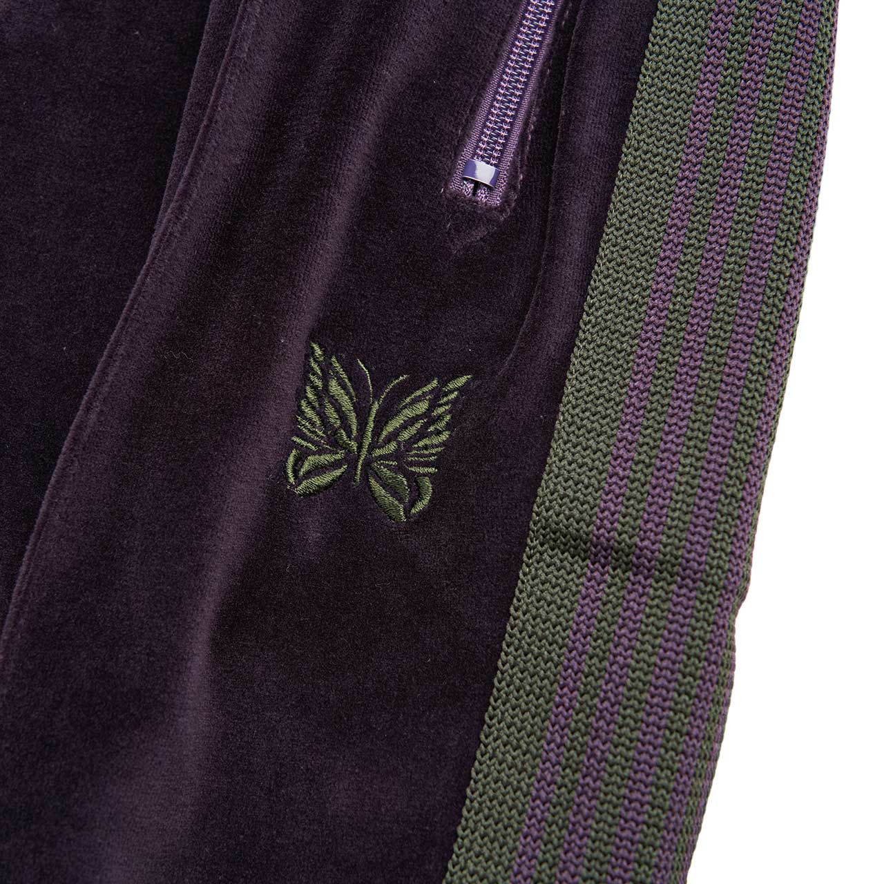 needles needles narrow velour trackpant (eggplant)