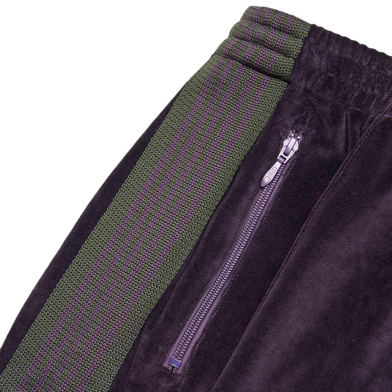 needles needles narrow velour trackpant (eggplant)