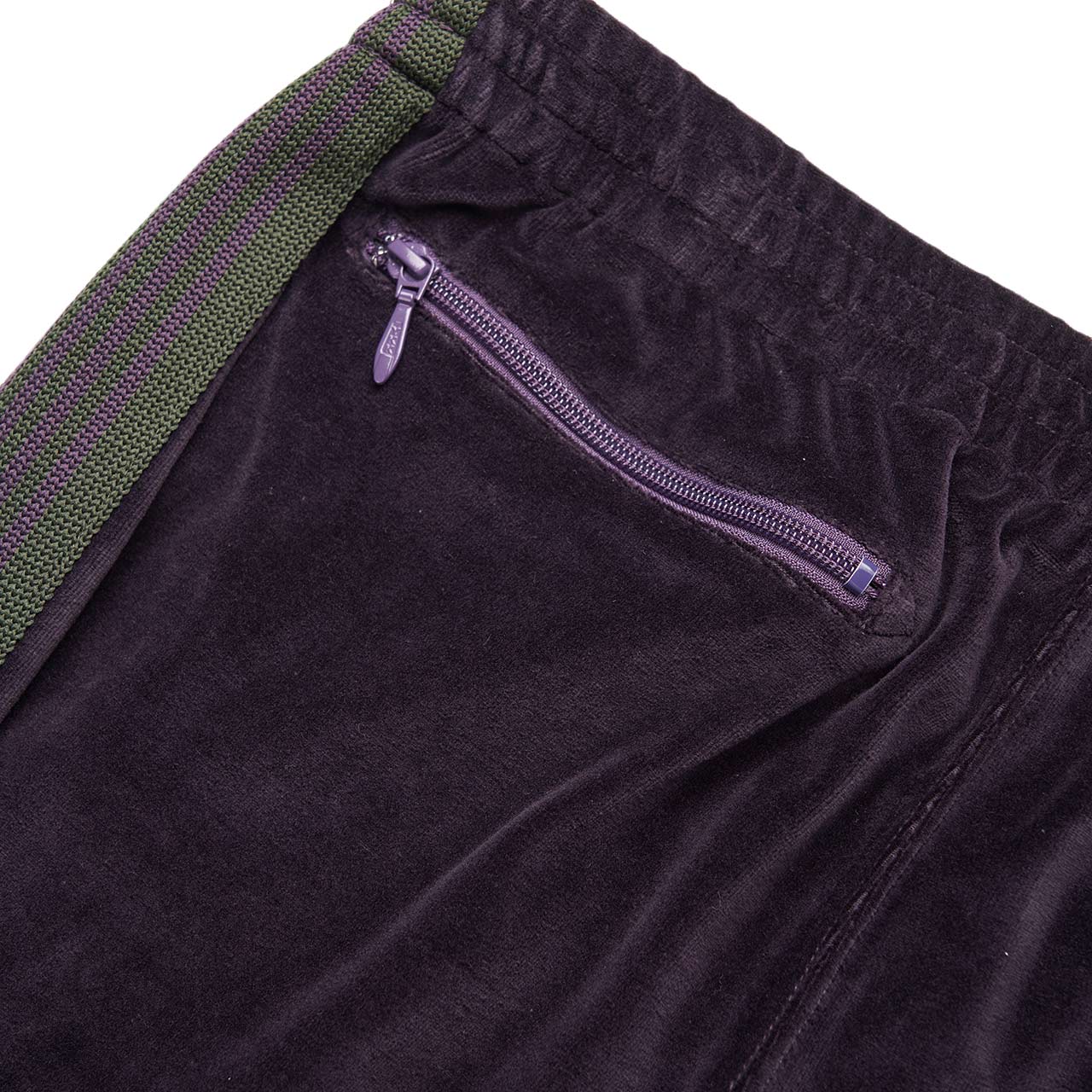 needles needles narrow velour trackpant (eggplant)