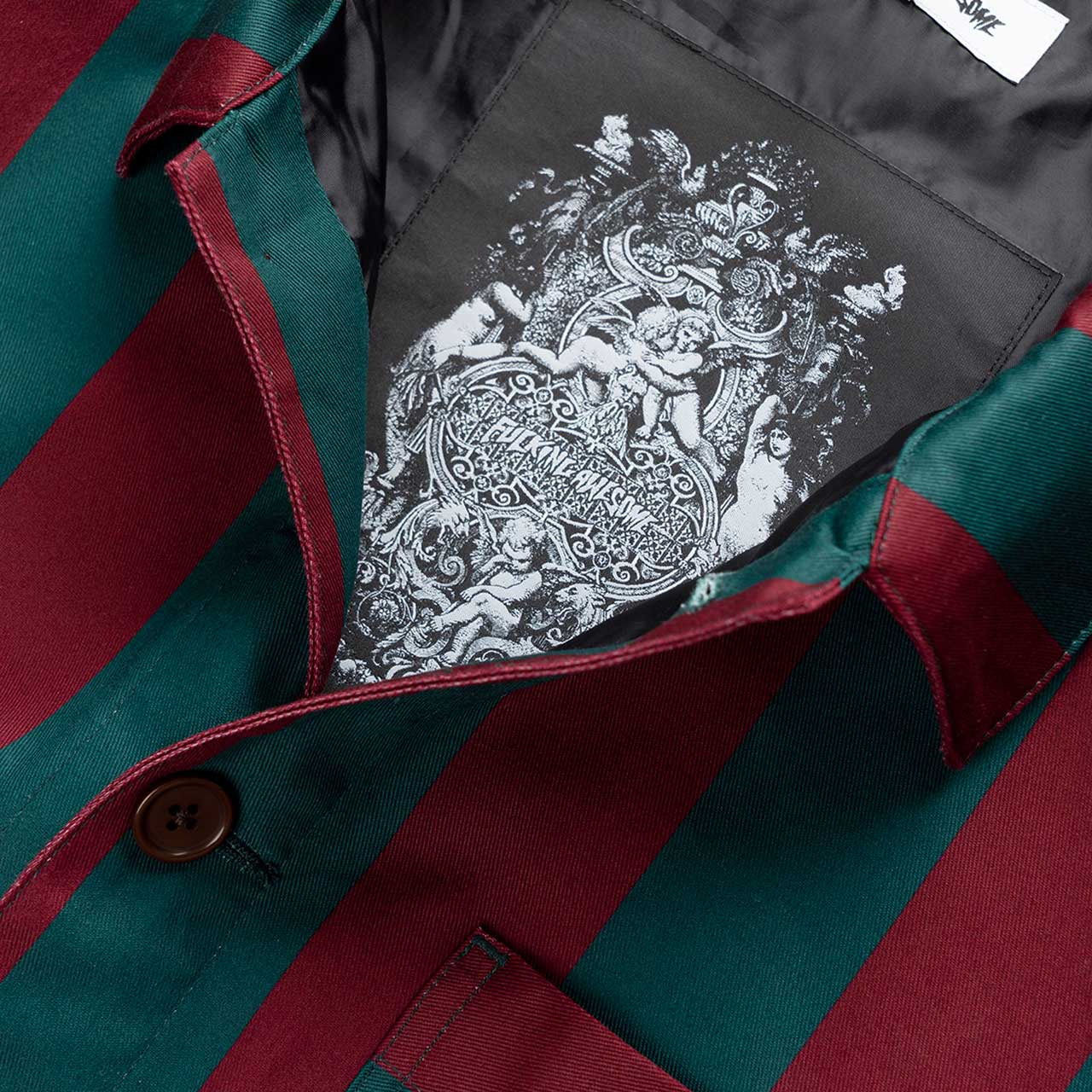 fucking awesome fucking awesome filigree striped chore jacket (maroon green)