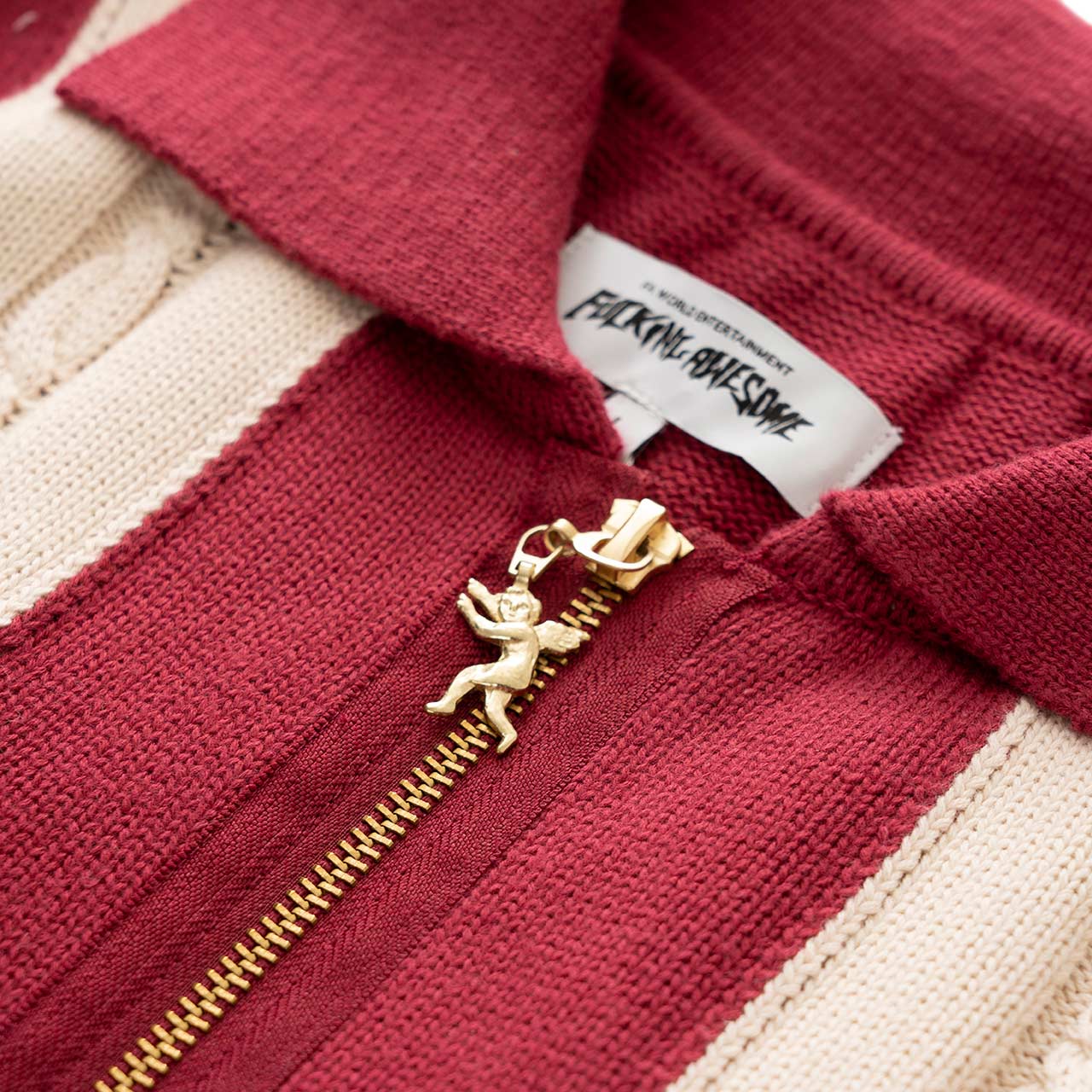 fucking awesome fucking awesome knit zip cardigan (maroon / cream)