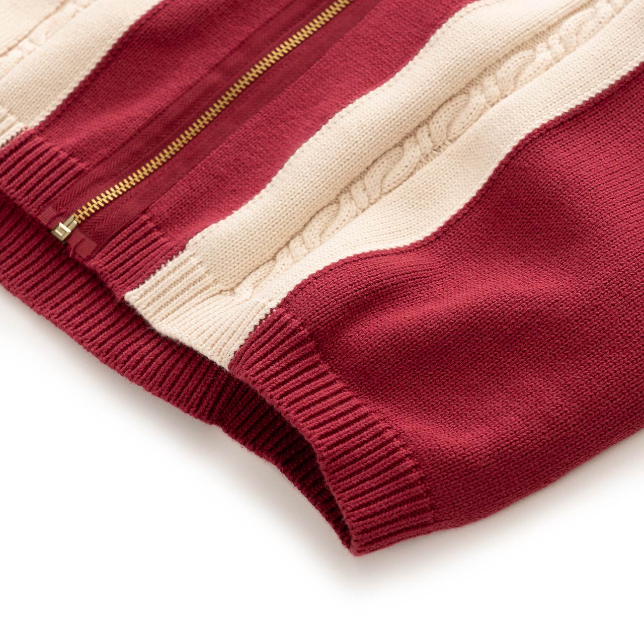 fucking awesome fucking awesome knit zip cardigan (maroon / cream)